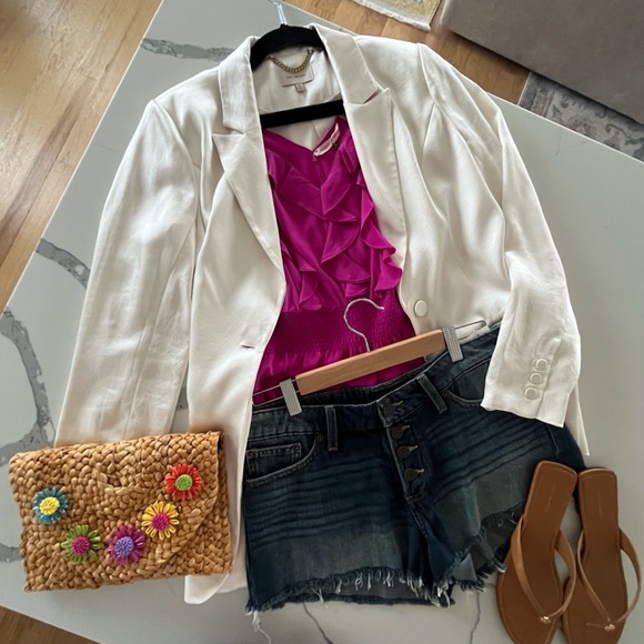 Sunny Collins - Raffia Flower Clutch Handbag - Stylish Straw Bag - New & Unused - Picture 5 of 12